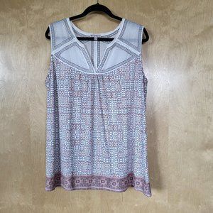 Sleeveless Boho Blouse Top Ivory Print Size 1X NWOT